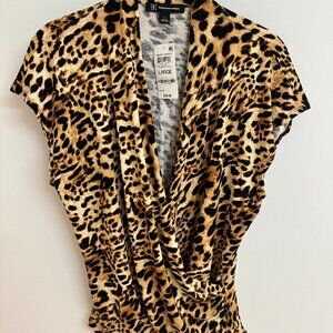 NWT - I.N.C. Faux Wrap Cheetah Print Blouse